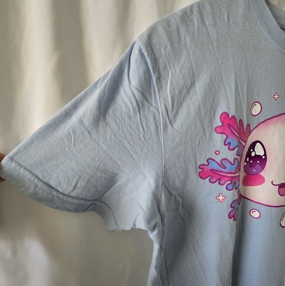 Women's Hot Topic Blue Axolotl Short Sleeve TShirt Top Medium - Picture 4 of 4